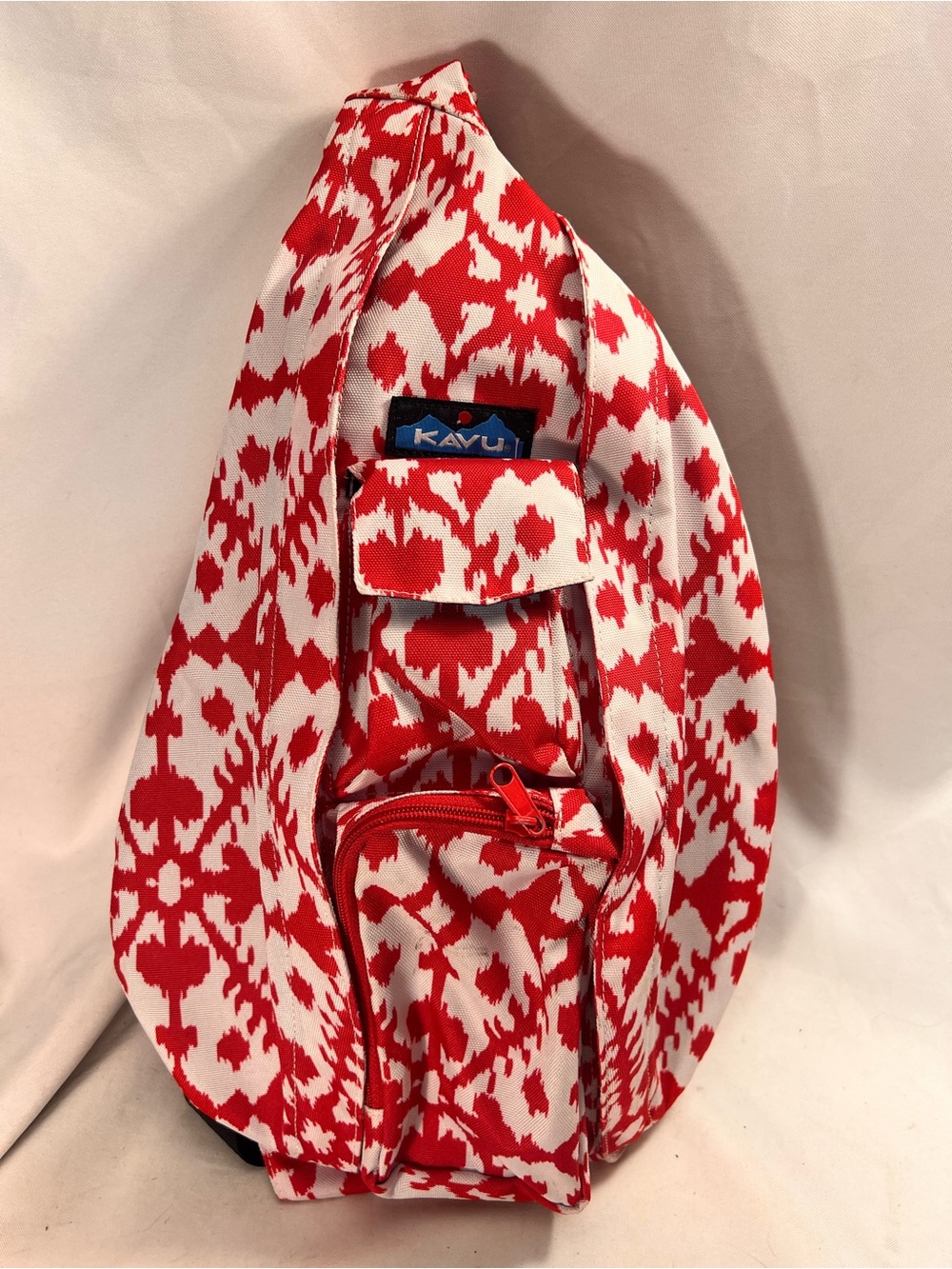Kavu Pink & White Hearts 4 Cord Sling Backpack